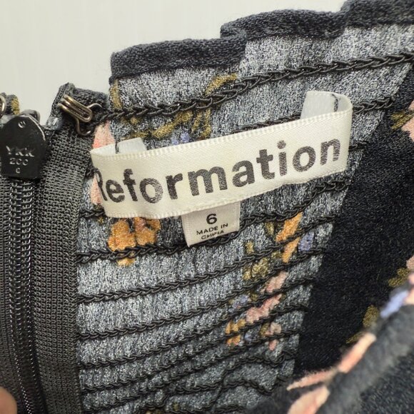 REFORMATION Mica Floral Midi Smocked Puff Sleeves Dress in Evita size 6/8 - Picture 8 of 11